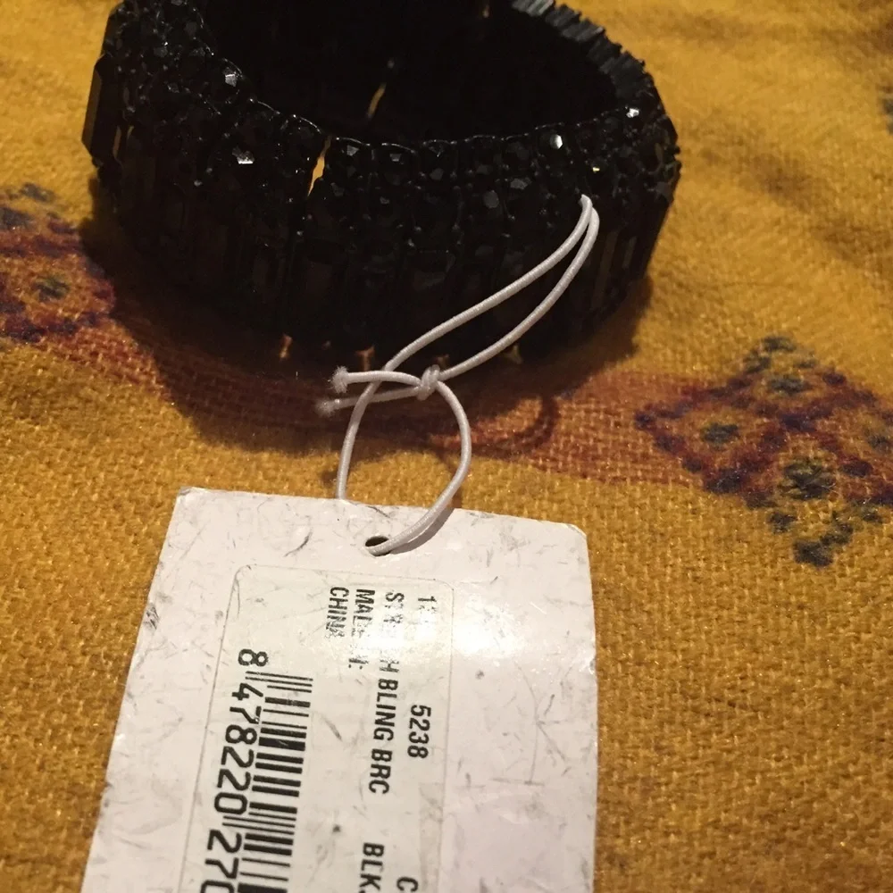 C Wonder Stretch Bracele Jeweled & Metal t Black - NWT